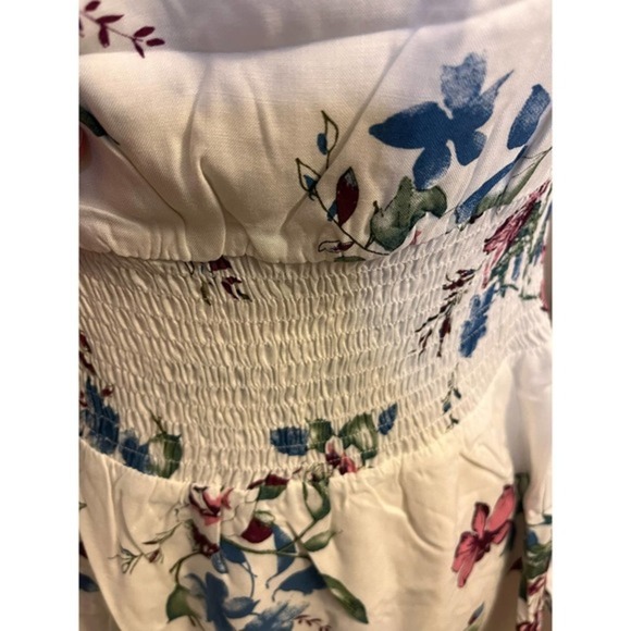 Urban Outfitters Lumiere Ivory/Red/Blue Floral Print Dress SZ M - Picture 6 of 16